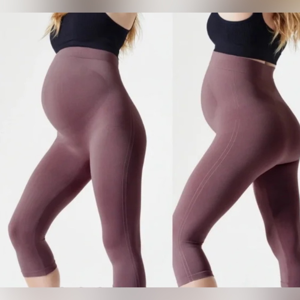 Blanqi Maternity Leggings Over The Belly Cropped Mauve Size M